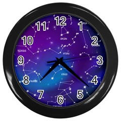 Realistic Night Sky With Constellation Wall Clock (Black)