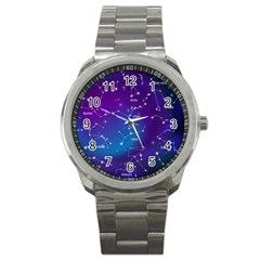 Realistic Night Sky With Constellation Sport Metal Watch