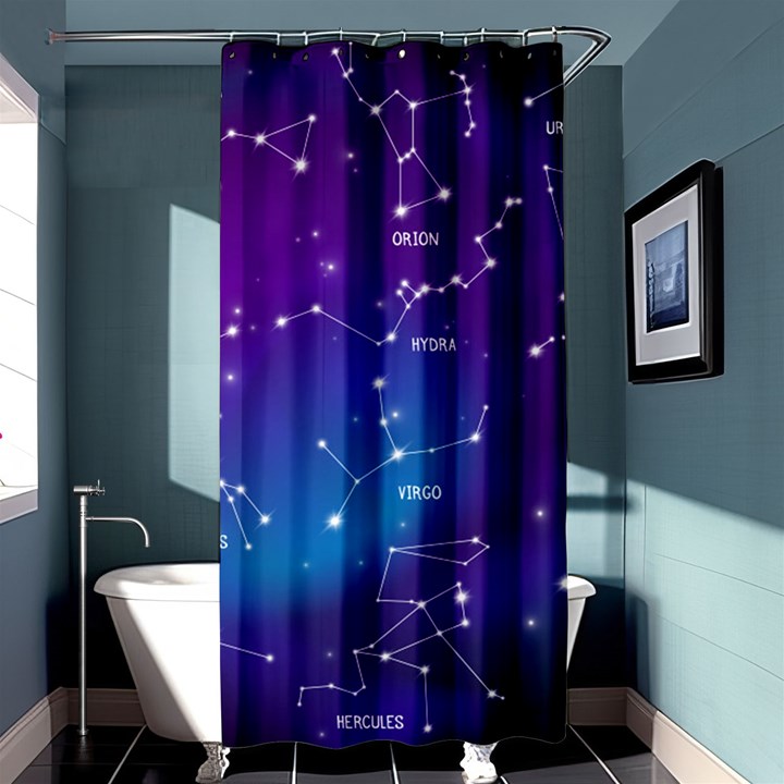 Realistic Night Sky With Constellation Shower Curtain 36  x 72  (Stall) 