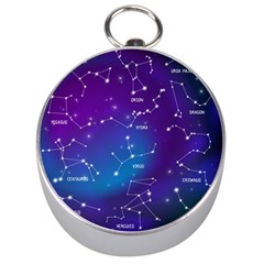 Realistic Night Sky With Constellation Silver Compasses by Wegoenart