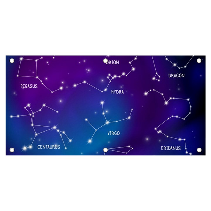 Realistic Night Sky With Constellation Banner and Sign 4  x 2 