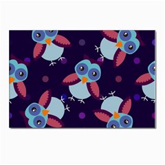 Owl Pattern Background Postcard 4 x 6  (pkg Of 10) by Wegoenart