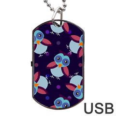 Owl Pattern Background Dog Tag Usb Flash (one Side) by Wegoenart