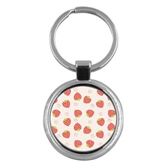 Strawberries Pattern Design Key Chain (round) by Wegoenart