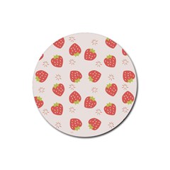 Strawberries Pattern Design Rubber Coaster (round) by Wegoenart