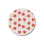 Strawberries Pattern Design Rubber Coaster (Round) Front