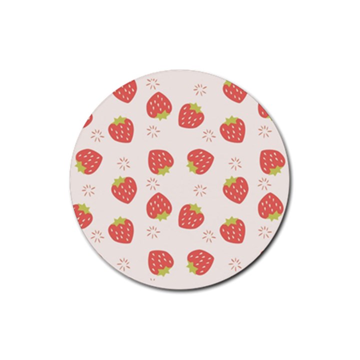 Strawberries Pattern Design Rubber Coaster (Round)