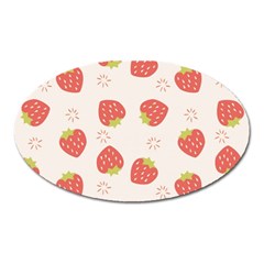 Strawberries Pattern Design Oval Magnet by Wegoenart