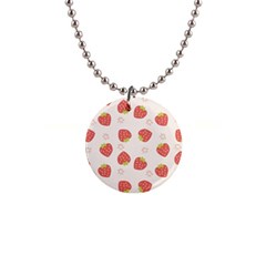 Strawberries Pattern Design 1  Button Necklace by Wegoenart