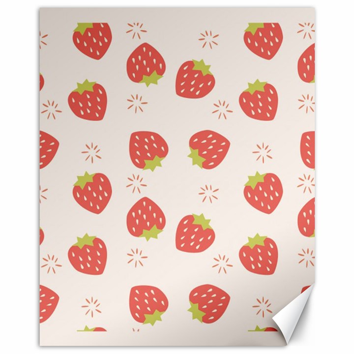 Strawberries Pattern Design Canvas 11  x 14 