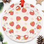 Strawberries Pattern Design Round Filigree Ornament (Two Sides) Front