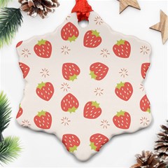 Strawberries Pattern Design Snowflake Ornament (two Sides) by Wegoenart