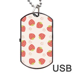 Strawberries Pattern Design Dog Tag Usb Flash (one Side) by Wegoenart