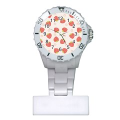 Strawberries Pattern Design Plastic Nurses Watch by Wegoenart