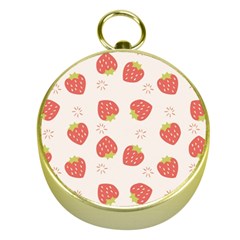 Strawberries Pattern Design Gold Compasses by Wegoenart