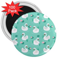 Elegant Swan Seamless Pattern 3  Magnets (100 Pack) by Wegoenart