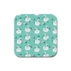 Elegant Swan Seamless Pattern Rubber Square Coaster (4 Pack) by Wegoenart