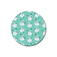 Elegant Swan Seamless Pattern Rubber Coaster (round) by Wegoenart