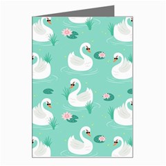 Elegant Swan Seamless Pattern Greeting Card by Wegoenart