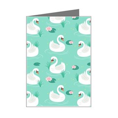 Elegant Swan Seamless Pattern Mini Greeting Card by Wegoenart