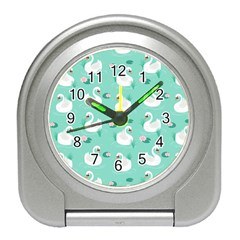 Elegant Swan Seamless Pattern Travel Alarm Clock by Wegoenart