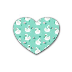 Elegant Swan Seamless Pattern Rubber Coaster (heart) by Wegoenart