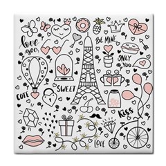 Big Collection With Hand Drawn Object Valentine Day Tile Coaster by Wegoenart