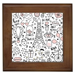 Big Collection With Hand Drawn Object Valentine Day Framed Tile by Wegoenart