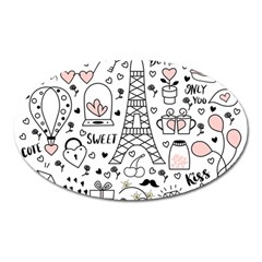 Big Collection With Hand Drawn Object Valentine Day Oval Magnet by Wegoenart