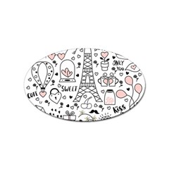 Big Collection With Hand Drawn Object Valentine Day Sticker Oval (10 Pack) by Wegoenart