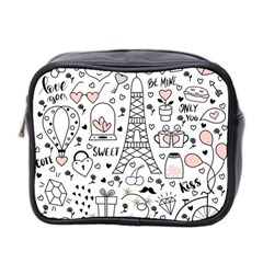 Big Collection With Hand Drawn Object Valentine Day Mini Toiletries Bag (two Sides) by Wegoenart