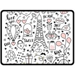 Big Collection With Hand Drawn Object Valentine Day Fleece Blanket (Large)  80 x60  Blanket Front