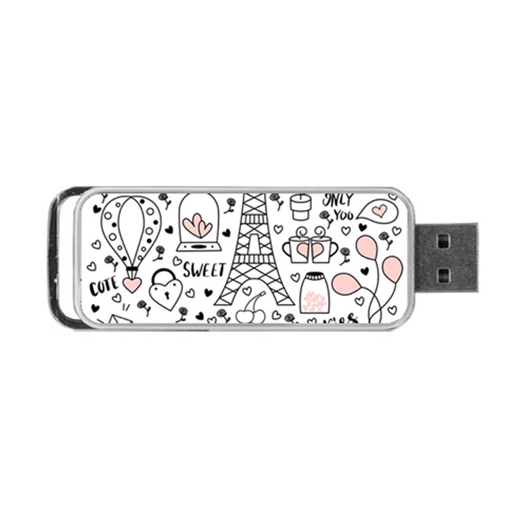 Big Collection With Hand Drawn Object Valentine Day Portable USB Flash (One Side)