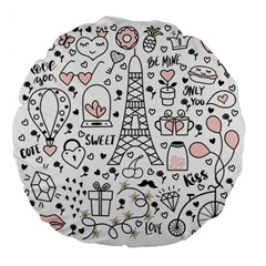 Big Collection With Hand Drawn Object Valentine Day Large 18  Premium Flano Round Cushions by Wegoenart