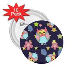 Owl Star Pattern Background 2 25  Buttons (10 Pack)  by Wegoenart