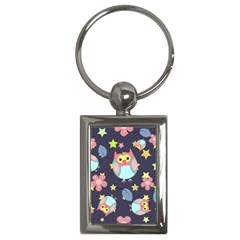 Owl Star Pattern Background Key Chain (rectangle) by Wegoenart