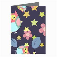 Owl Star Pattern Background Greeting Cards (pkg Of 8) by Wegoenart