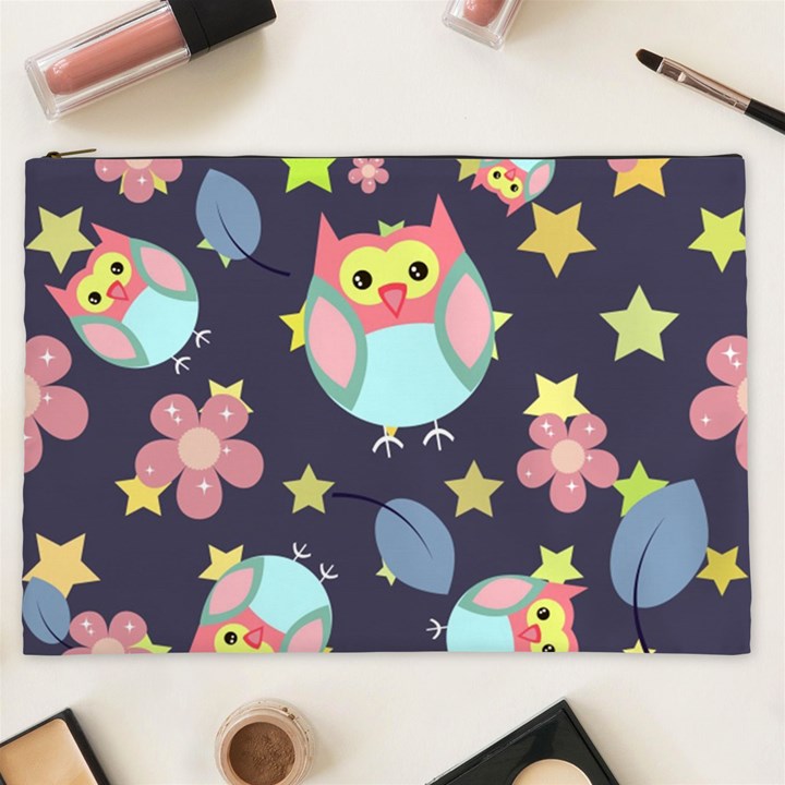 Owl Star Pattern Background Cosmetic Bag (XXL)