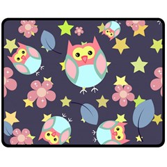 Owl Star Pattern Background Double Sided Fleece Blanket (medium)  by Wegoenart