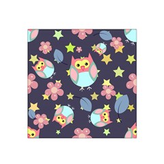 Owl Star Pattern Background Satin Bandana Scarf 22  X 22  by Wegoenart