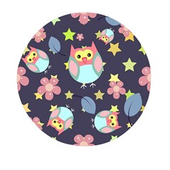 Owl Star Pattern Background Mini Round Pill Box by Wegoenart