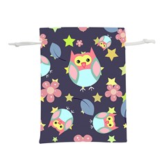 Owl Star Pattern Background Lightweight Drawstring Pouch (l) by Wegoenart