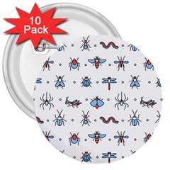 Insect Icon Seamless Pattern 3  Buttons (10 Pack)  by Wegoenart