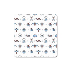 Insect Icon Seamless Pattern Square Magnet by Wegoenart