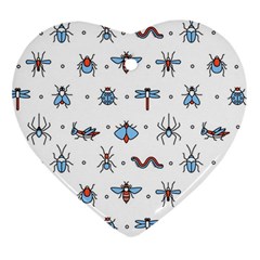 Insect Icon Seamless Pattern Heart Ornament (two Sides)