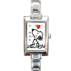 Snoopy Love Rectangle Italian Charm Watch by Jancukart