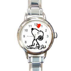 Snoopy Love Round Italian Charm Watch by Jancukart