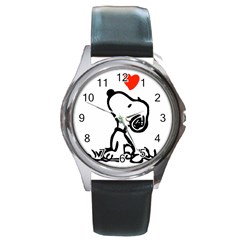 Snoopy Love Round Metal Watch by Jancukart