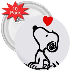 Snoopy Love 3  Buttons (10 Pack) 