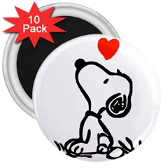 Snoopy Love 3  Magnets (10 Pack)  by Jancukart